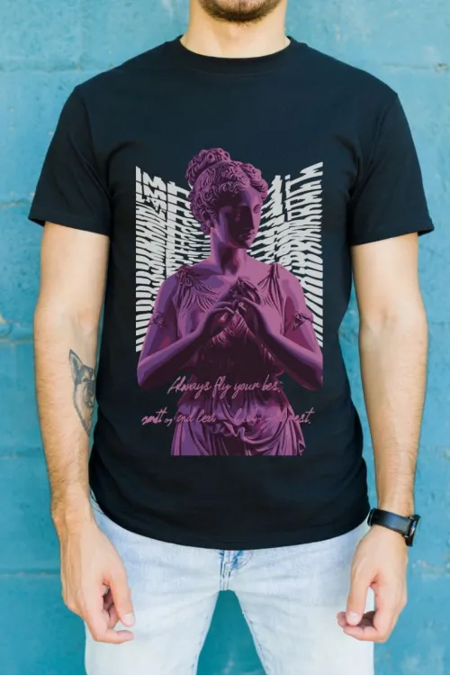 Unisex Oversize 24/1 Penye DTF Baskılı Tişört - DTF97