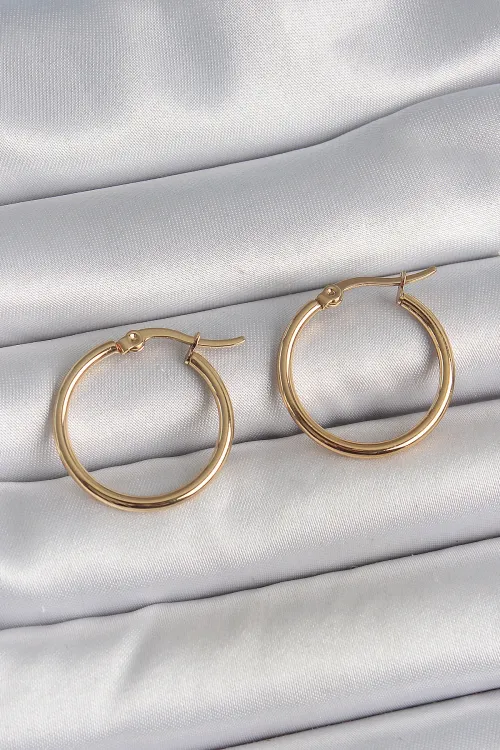 ietaks™ 316 Çelik Gold Renk 22mm Kadın Halka Model Kadın Küpe