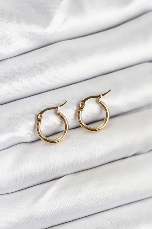 ietaks™ 316L Çelik Gold Renk 12 mm Halka Kadın Küpe