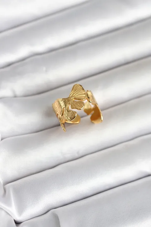 ietaks™ 316L Çelik Gold Renk Lotus Model Kadın Yüzük