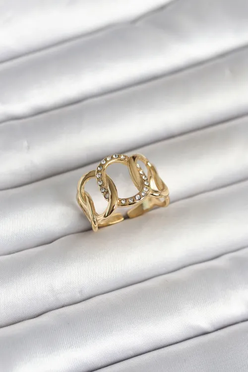 ietaks™ 316L Çelik Gold Renk Samanyolu Model Kadın Yüzük