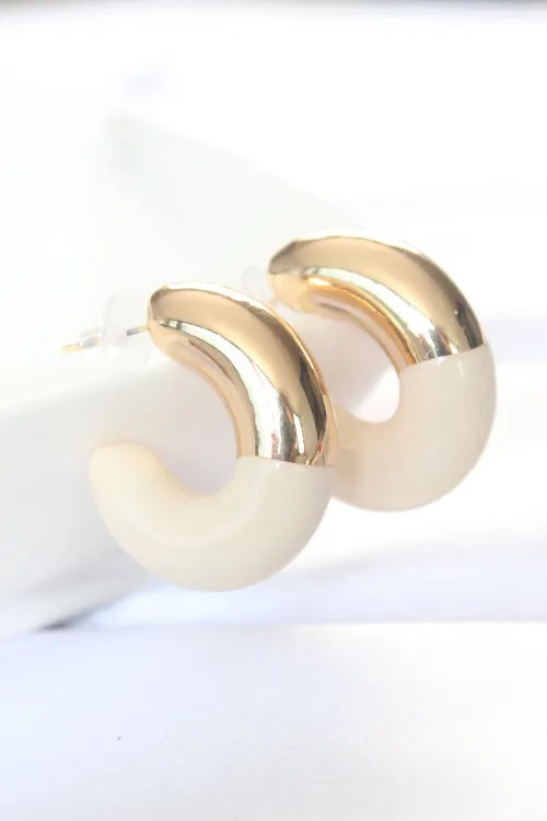 ietaks™ CCB Krem Gold Çift Renk Küpe