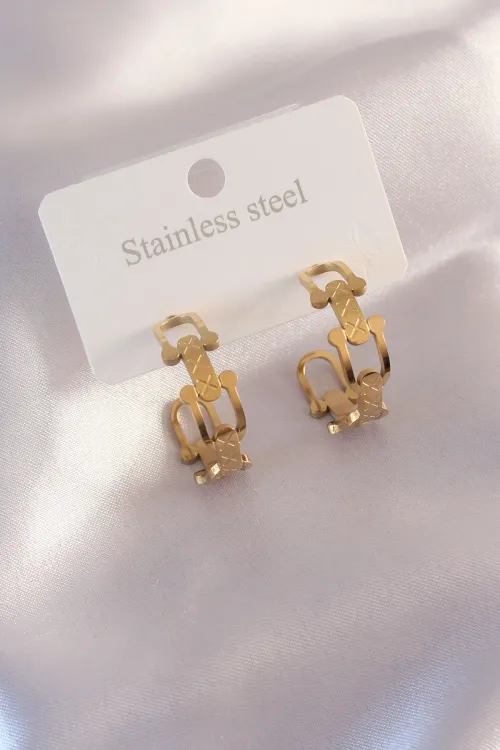 ietaks™ Çelik Gold Renk Tifanny Zincir Model Kadın Küpe