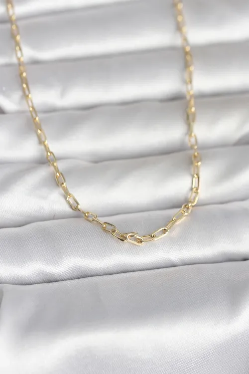 ietaks™ CM 14K Gold Renk Ataç Zincir Model 60 cm Kadın Kolye