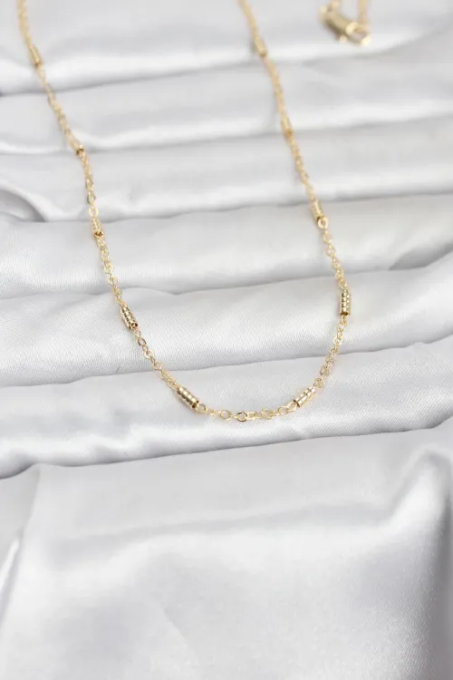 ietaks™ CM 14K Gold Renk Bar Zincir Model 60 cm Kadın Kolye