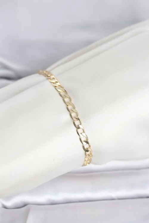 ietaks™ CM 14K Gold Renk Halka Zincir Model Kadın Bileklik