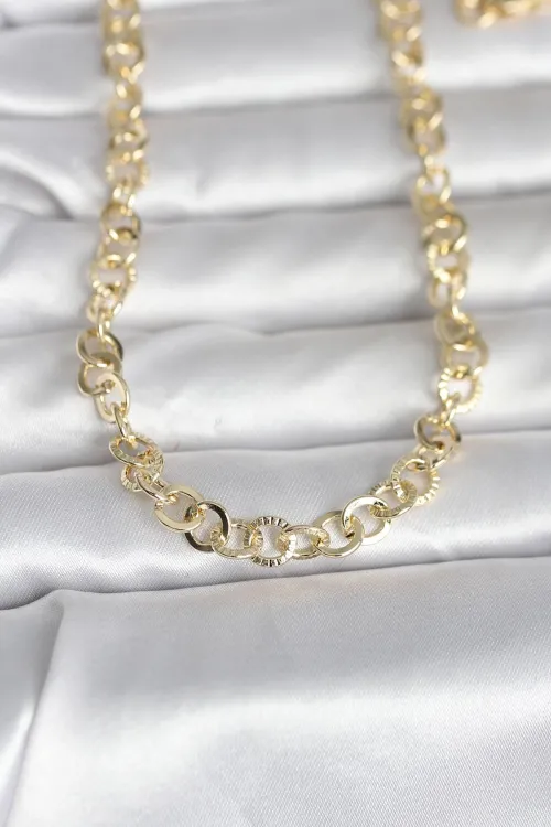 ietaks™ CM 14K Gold Renk Kalın Halka Zincirli 60 cm Kadın Kolye