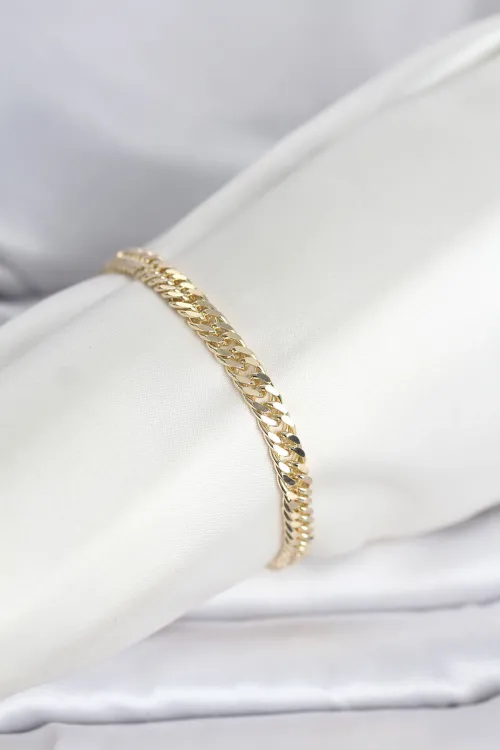 ietaks™ CM 14K Gold Renk Kalın Zincir Model Kadın Bileklik