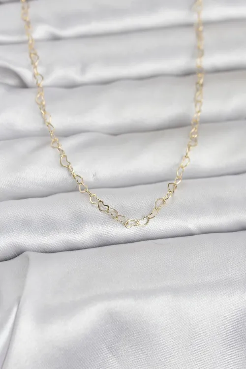 ietaks™ CM 14K Gold Renk Kalp Zincirli 60 cm Kadın Kolye