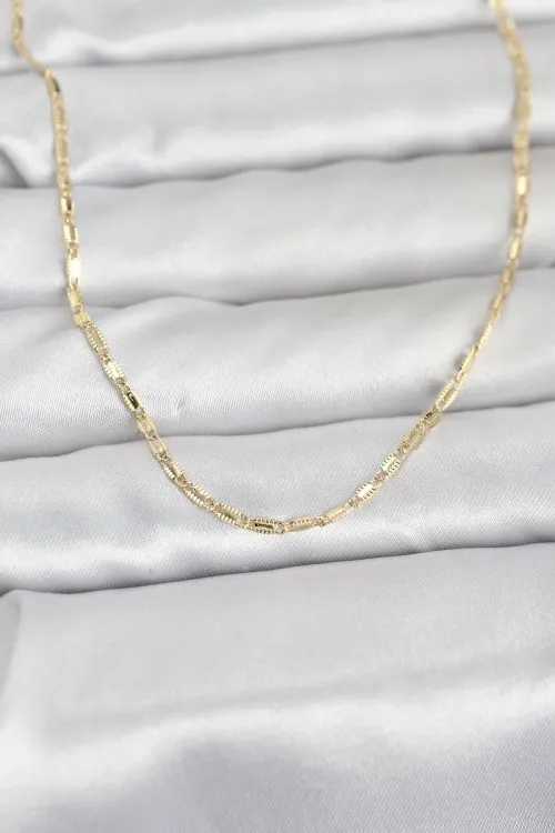 ietaks™ CM 14K Gold Renk Lazerli Zincir Model 60 cm Kadın Kolye