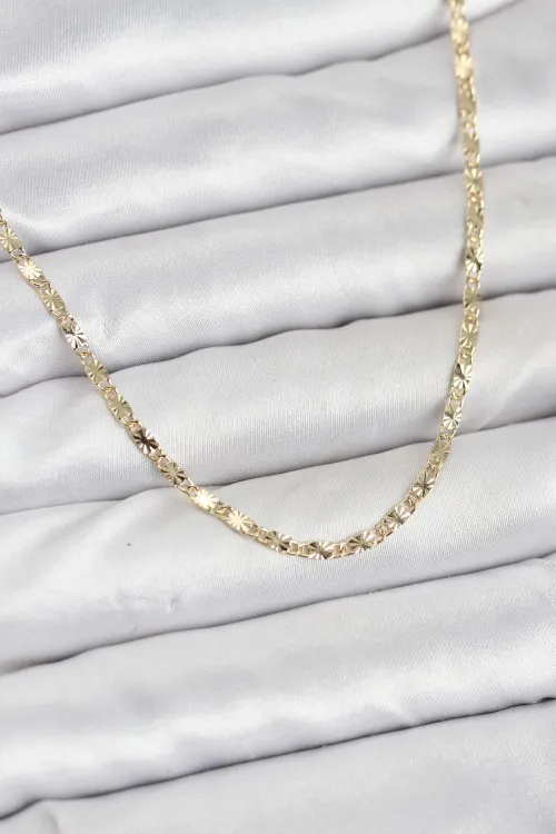 ietaks™ CM 14K Gold Renk Lazerli Zincir Model Kadın Kolye