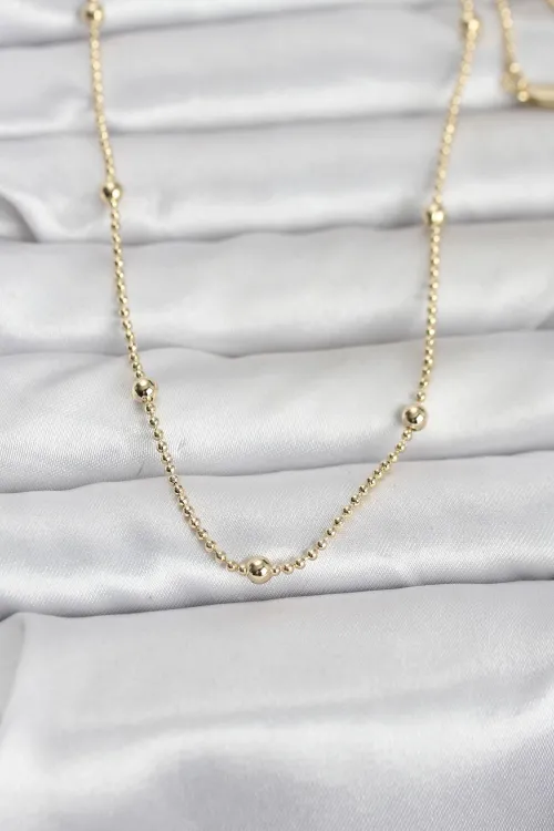 ietaks™ CM 14K Gold Renk Top Zincir 60 cm Kadın Kolye