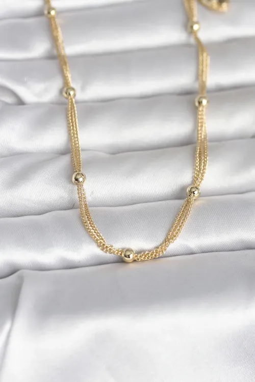 ietaks™ CM 14K Gold Renk Topçuk Model 60 cm Kadın Kolye