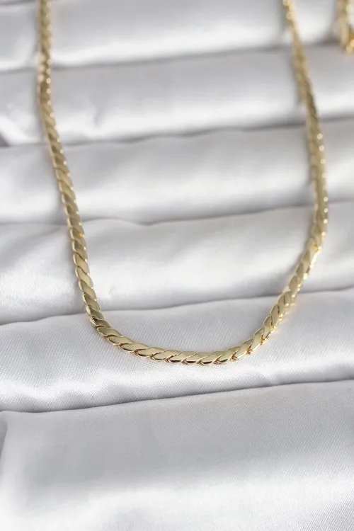 ietaks™ CM 14K Gold Renk Yassı Model 60 cm Kadın Kolye