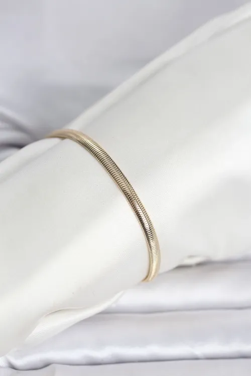 ietaks™ CM 14K Gold Renk Yassı Yılan Zincir Model Kadın Bileklik