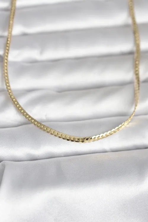 ietaks™ CM 14K Gold Renk Yassı Zincir Model 45 cm Kadın Kolye