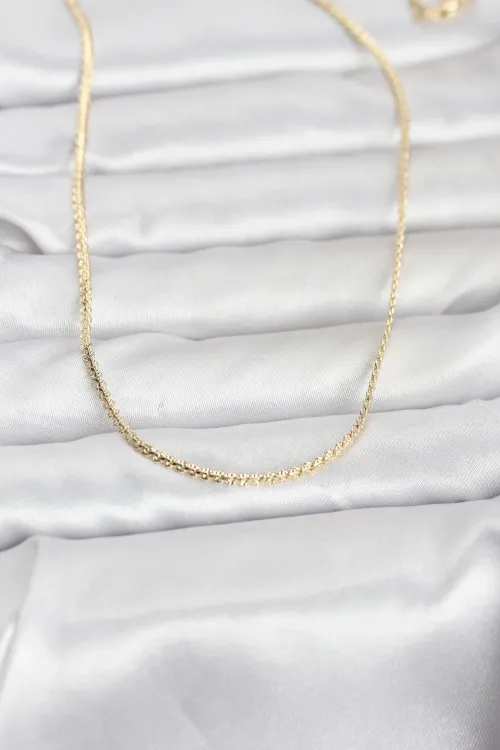 ietaks™ CM 14K Gold Renk Yassı Zincir Model 60 cm Kadın Kolye