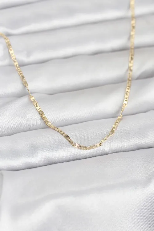 ietaks™ CM 14K Gold Renk Yassı Zincir Model 60 cm Kadın Kolye