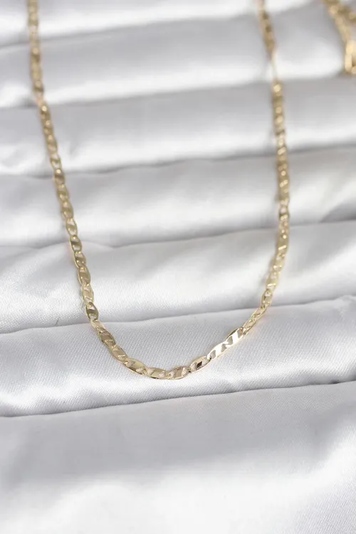 ietaks™ CM 14K Gold Renk Yassı Zincir Model 60 cm Kadın Kolye