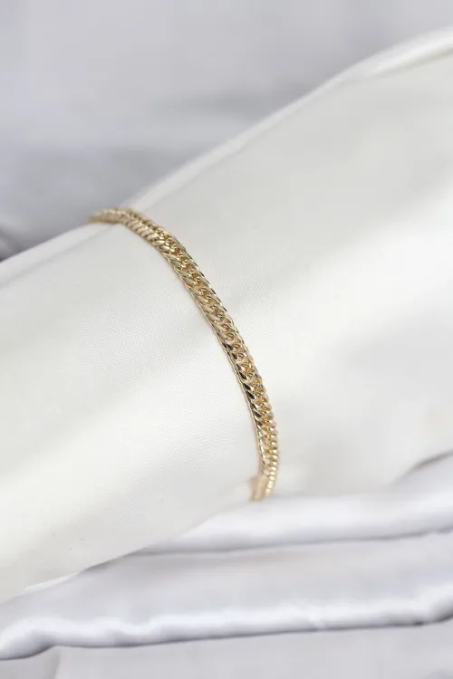 ietaks™ CM 14K Gold Renk Zincir Model Kadın Bileklik