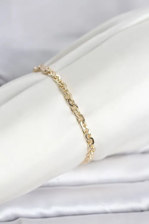 ietaks™ CM 14K Gold Renk Zincir Model Kadın Bileklik