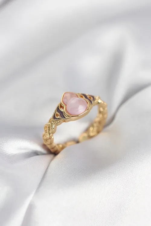 ietaks™ Gold Renk Pembe Damla Model Kadın Yüzük