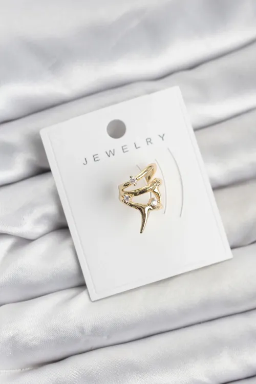 ietaks™ Gold Renk Pirinç Diken Model Kıkırdak Earcuff Küpe