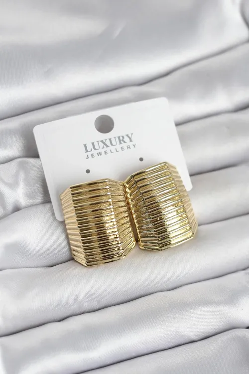 ietaks™ Gold Renk Pirinç Vintage Esintili Statement Küpe