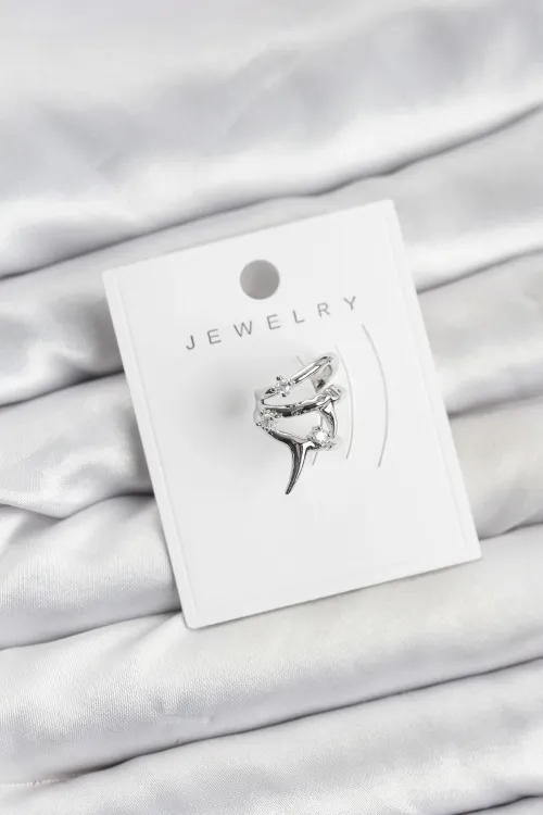 ietaks™ Gümüş Renk Pirinç Diken Model Kıkırdak Earcuff Küpe