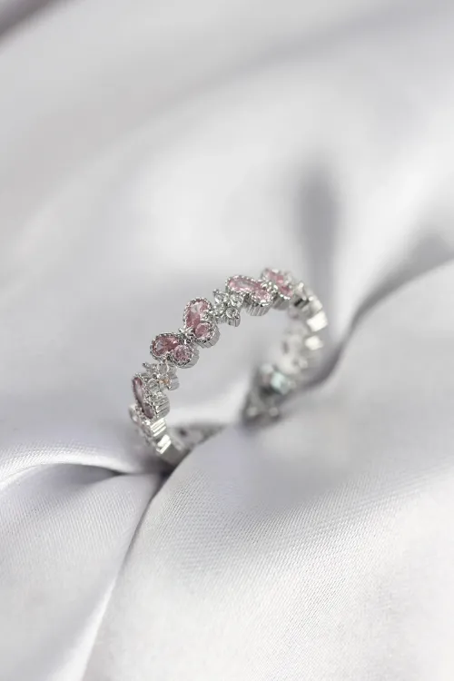 ietaks™ Pembe Zirkon Taşlı Kelebek Model Kadın Yüzük