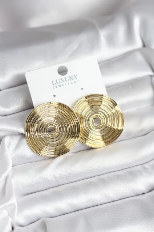 ietaks™ Pirinç Gold Renk Circle Model Kadın Küpe