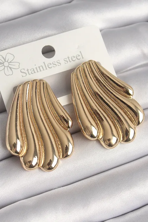 ietaks™ Pirinç Gold Renk İşlemeli İstirdye Model Kadın Küpe