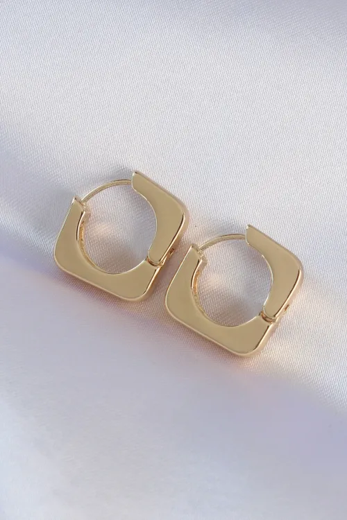 ietaks™ Pirinç Gold Renk Kare Küpe