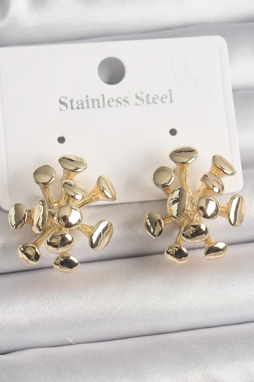 ietaks™ Pirinç Gold Renk Virüs Figür Model Kadın Küpe