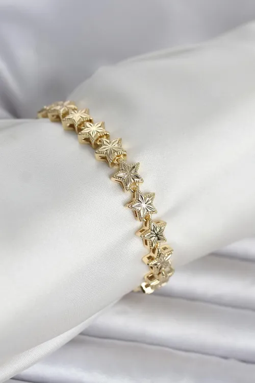ietaks™ Pirinç Gold Renk Yıldız Model Kadın Bileklik