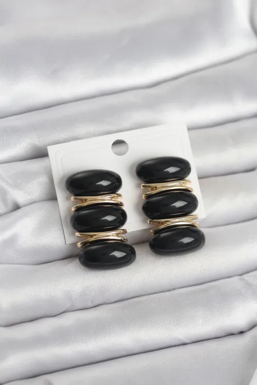 ietaks™ Siyah Vintage Model Gold Renk Kadın Küpe