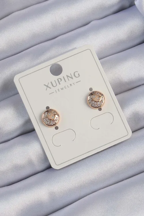 ietaks™ Xuping Rose Renk Zirkon Taşlı Yansımalı Oval Küpe