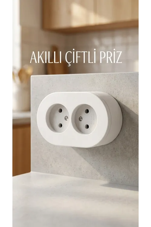 İkili Beyaz Topraklı Priz Sıva Üstü Duvar Kullanımı