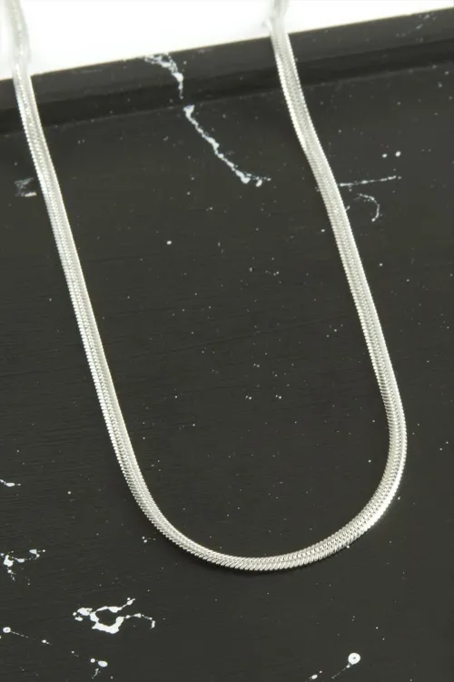 İnce İtalyan Zincir Çelik Kolye 45 cm