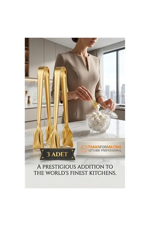 Inês Gold 3lü Paslanmaz Çelik Mini Şeker Maşası Seti 12cm 722952