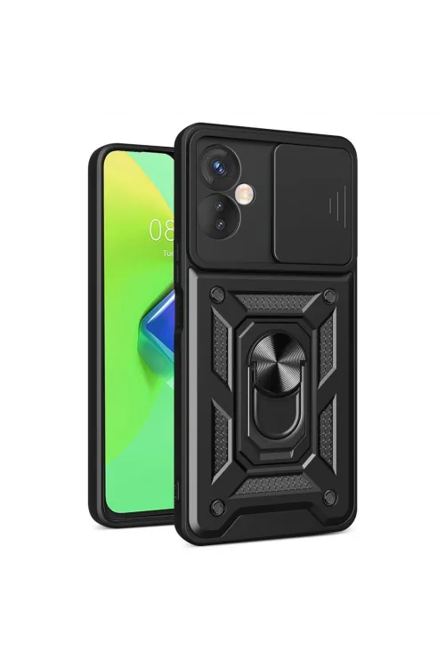 İnfinix Hot 30 4g Kılıf Pars Lens Yüzüklü Silikon - Siyah