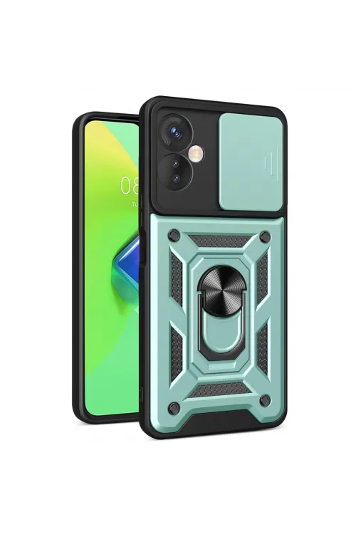 İnfinix Hot 30 4g Kılıf Pars Lens Yüzüklü Silikon - Yeşil