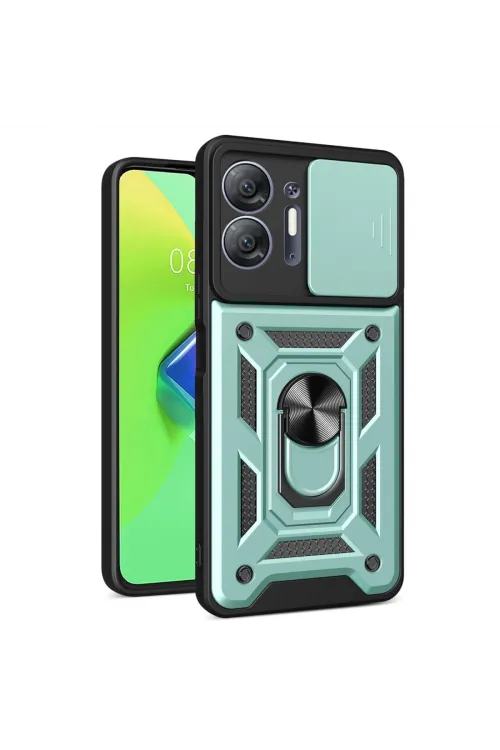 İnfinix Hot 30 5g Kılıf Pars Lens Yüzüklü Silikon - Yeşil