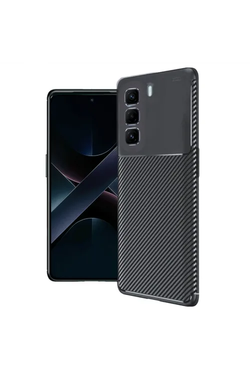 İnfinix Hot 50 4g Kılıf Auto Focus Karbon Kapak - Siyah