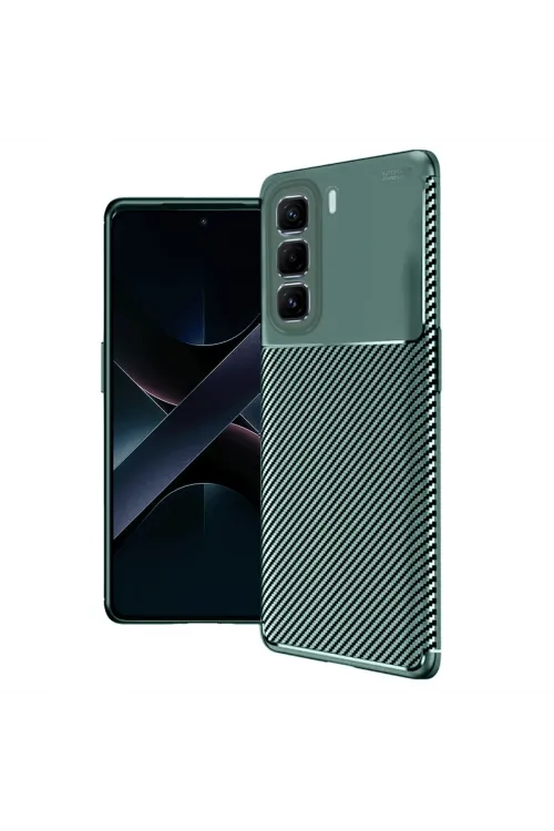 İnfinix Hot 50 Pro Plus 4g Auto Focus Karbon Kapak - Koyu Yeşil