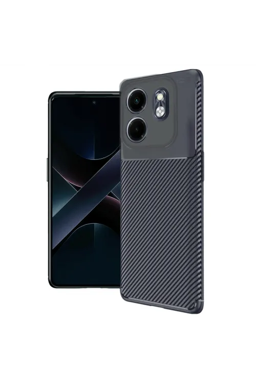 İnfinix Smart 9 Kılıf Auto Focus Karbon Kapak - Lacivert