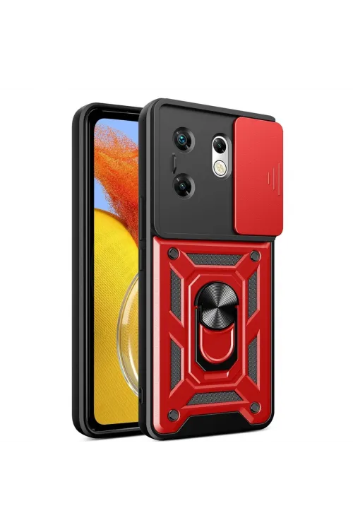 İnfinix Zero 30 4g Kılıf Pars Lens Yüzüklü Silikon - Kırmızı
