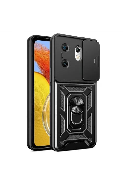 İnfinix Zero 30 4g Kılıf Pars Lens Yüzüklü Silikon - Siyah