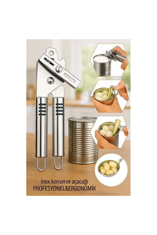 Inox Çelik Konserve Açacağı - Ergonomik ve Profesyonel Kolay Konserve Açıcı 722091