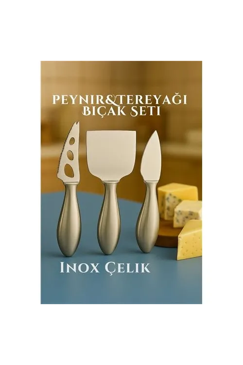 Inox Peynir Bıçağı Seti - Tereyağı Bıçağı Kahvaltı Seti Profesyonel Tasarım 304 Paslanmaz Çelik 722041